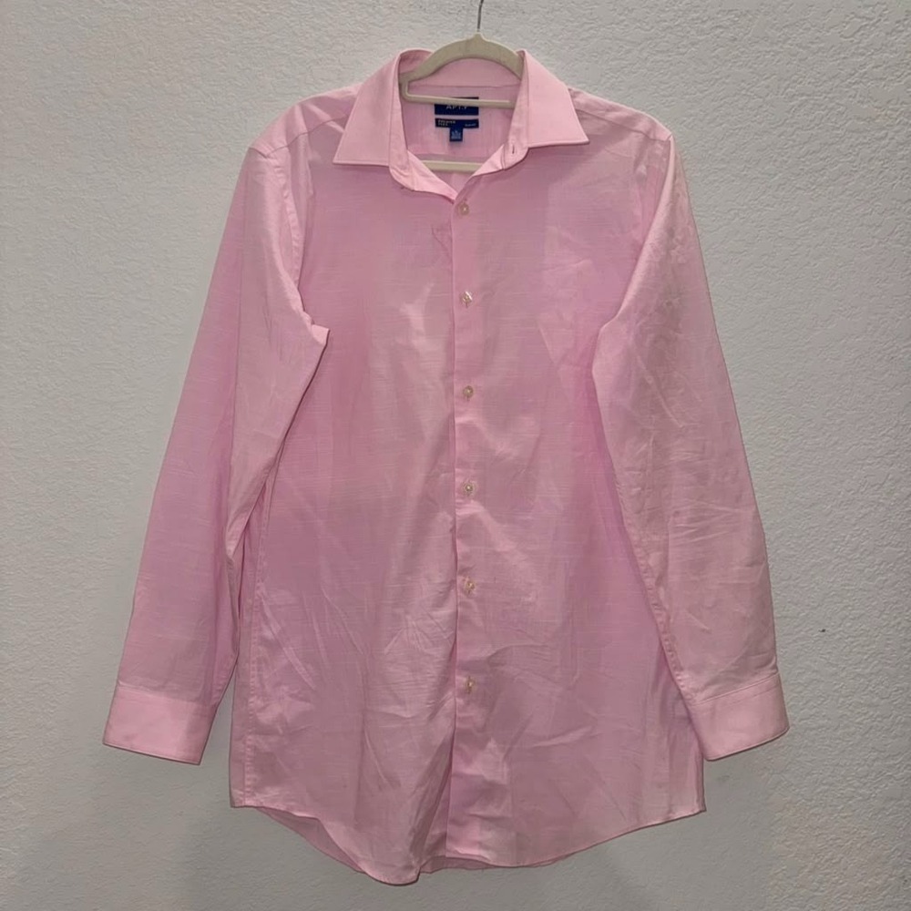 Apt. 9 Men's Sz M Premier Flex Slim Fit Button Down Shirt Baby Pink Work Office